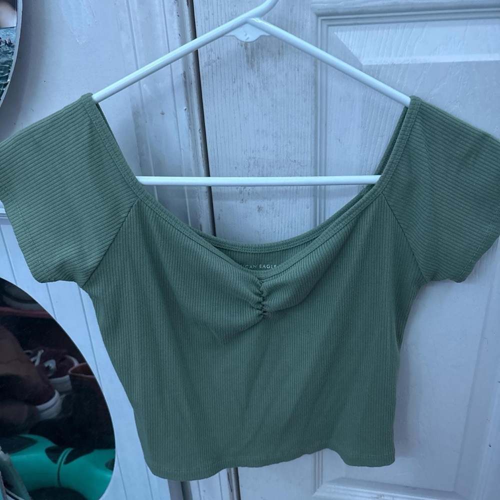 American Eagle Outfitters Olive Ribbed Crop Top